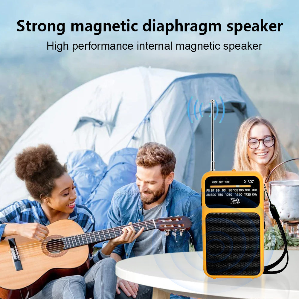 Mini Portable Amplitude Modulation and Frequency Modulation Radio Receiver with Telescopic Antenna Speaker for Home Travel（yellow）