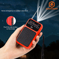 Mini Portable AM FM Radio Receiver with Telescopic Antenna Speaker and Flashlight for Home Travel（red）